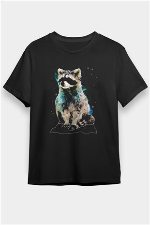 Rakun Siyah Unisex Tişört T-Shirt - TişörtFabrikası