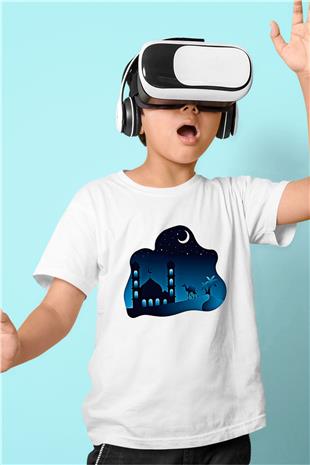 Ramazan Bayramı Baskılı Beyaz Unisex Beyaz Çocuk Tişört - Tshirt