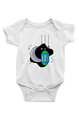 Ramazan Bayramı Baskılı Beyaz Unisex Bebek Body - Zıbın