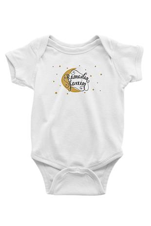 Ramazan Bayramı Baskılı Beyaz Unisex Bebek Body - Zıbın
