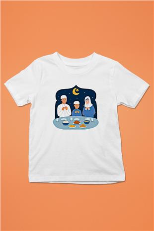 Ramazan Bayramı Baskılı Beyaz Unisex Beyaz Çocuk Tişört - Tshirt
