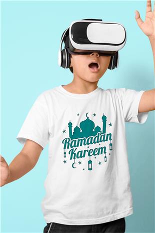 Ramazan Bayramı Baskılı Beyaz Unisex Beyaz Çocuk Tişört - Tshirt