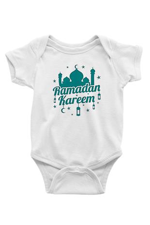 Ramazan Bayramı Baskılı Beyaz Unisex Bebek Body - Zıbın