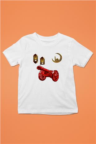 Ramazan Bayramı Baskılı Beyaz Unisex Beyaz Çocuk Tişört - Tshirt