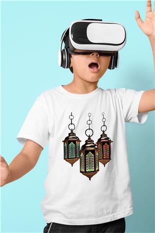 Ramazan Bayramı Baskılı Beyaz Unisex Beyaz Çocuk Tişört - Tshirt