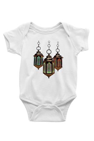 Ramazan Bayramı Baskılı Beyaz Unisex Bebek Body - Zıbın
