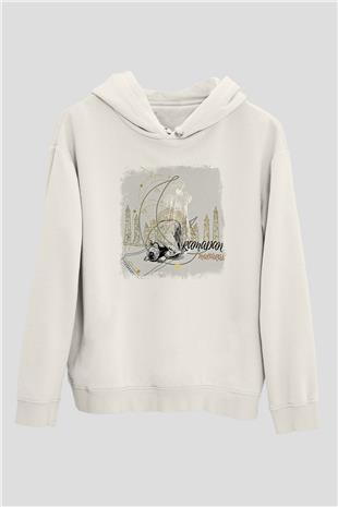 Ramazan Bayramı Baskılı Beyaz Unisex Kapüşonlu Sweatshirt