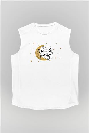 Ramazan Bayramı Baskılı Beyaz Unisex Kolsuz Tişört - Tshirt