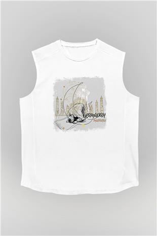 Ramazan Bayramı Baskılı Beyaz Unisex Kolsuz Tişört - Tshirt