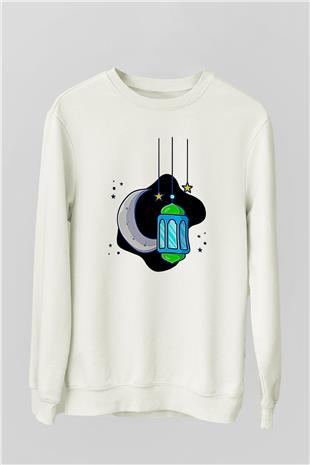 Ramazan Bayramı Baskılı Beyaz Unisex Sweatshirt