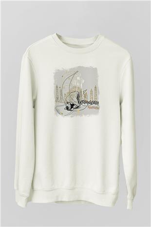 Ramazan Bayramı Baskılı Beyaz Unisex Sweatshirt
