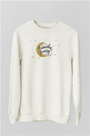 Ramazan Bayramı Baskılı Beyaz Unisex Sweatshirt