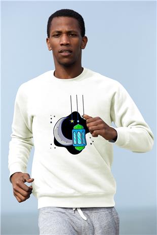 Ramazan Bayramı Baskılı Beyaz Unisex Sweatshirt