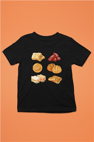Ramazan Bayramı Baskılı Unisex Siyah Çocuk Tişört - Tshirt