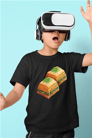 Ramazan Bayramı Baskılı Unisex Siyah Çocuk Tişört - Tshirt