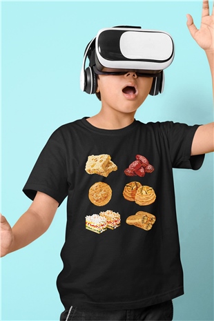 Ramazan Bayramı Baskılı Unisex Siyah Çocuk Tişört - Tshirt