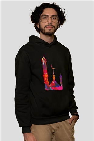 Ramazan Bayramı Baskılı Unisex Siyah Hoodie