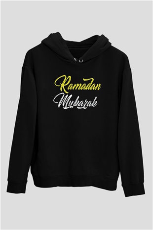 Ramazan Bayramı Baskılı Unisex Siyah Hoodie