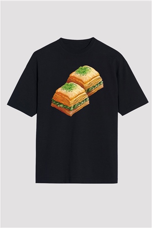 Ramazan Bayramı Baskılı Unisex Siyah Oversize Tişört - Tshirt