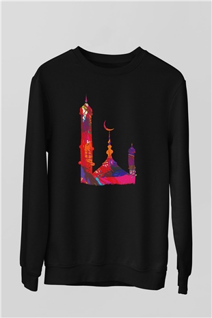 Ramazan Bayramı Baskılı Unisex Siyah Sweatshirt