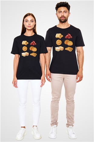 Ramazan Bayramı Baskılı Unisex Siyah Tişört - Tshirt