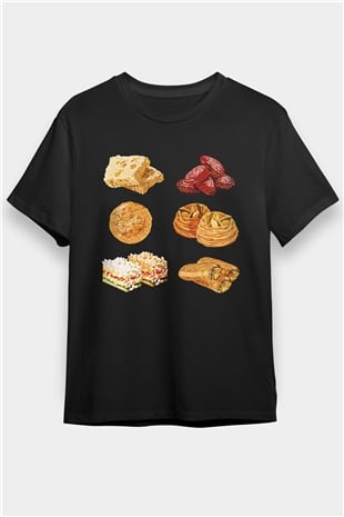 Ramazan Bayramı Baskılı Unisex Siyah Tişört - Tshirt