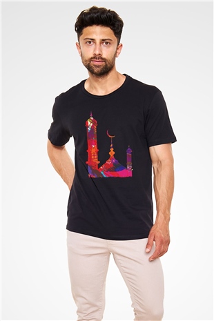 Ramazan Bayramı Baskılı Unisex Siyah Tişört - Tshirt