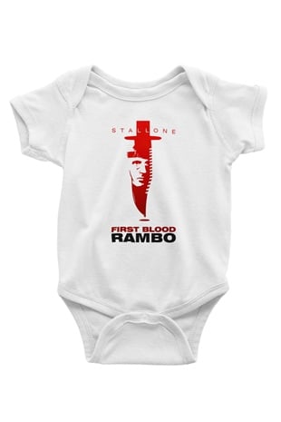 Rambo Baskılı Beyaz Unisex Bebek Body - Zıbın