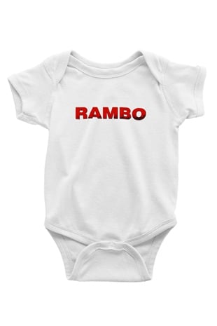 Rambo Baskılı Beyaz Unisex Bebek Body - Zıbın