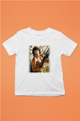 Rambo Baskılı Beyaz Unisex Çocuk Tişört