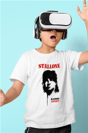 Rambo Baskılı Beyaz Unisex Çocuk Tişört