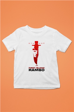 Rambo Baskılı Beyaz Unisex Çocuk Tişört