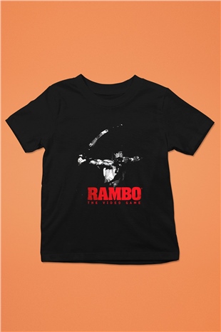 Rambo Baskılı Siyah Unisex Çocuk Tişört