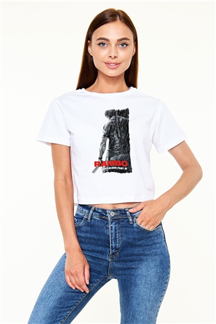 Rambo Beyaz  Crop Top Tişört