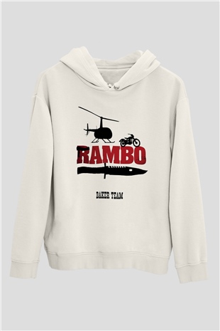 Rambo Beyaz Unisex Hoodie