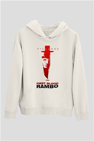 Rambo Beyaz Unisex Hoodie