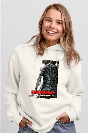 Rambo Beyaz Unisex Hoodie