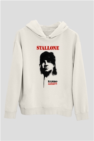 Rambo Beyaz Unisex Hoodie