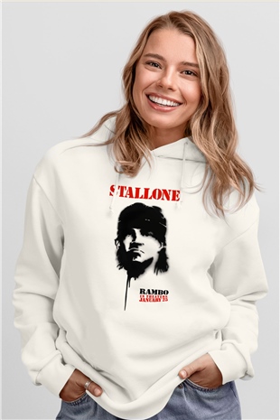 Rambo Beyaz Unisex Hoodie