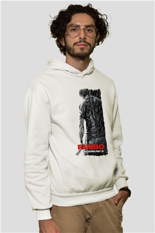 Rambo Beyaz Unisex Hoodie
