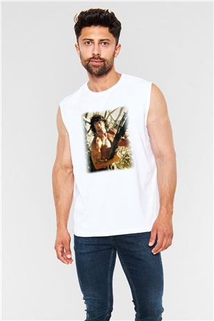 Rambo Beyaz Unisex Kolsuz Tişört
