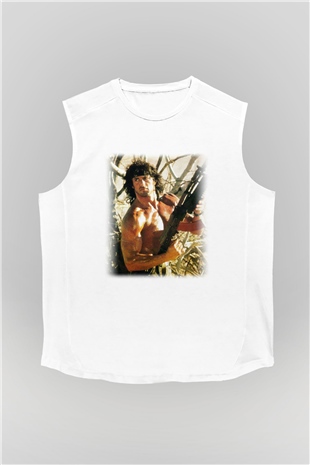 Rambo Beyaz Unisex Kolsuz Tişört
