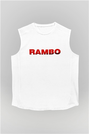 Rambo Beyaz Unisex Kolsuz Tişört