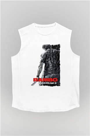 Rambo Beyaz Unisex Kolsuz Tişört