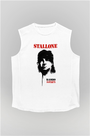 Rambo Beyaz Unisex Kolsuz Tişört