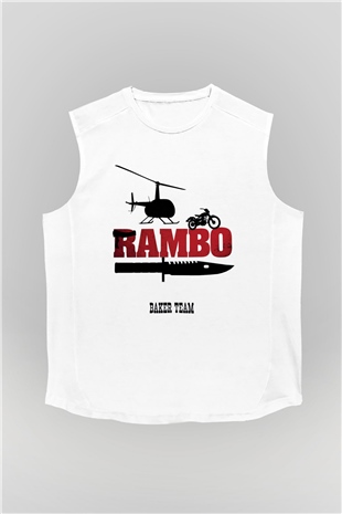 Rambo Beyaz Unisex Kolsuz Tişört