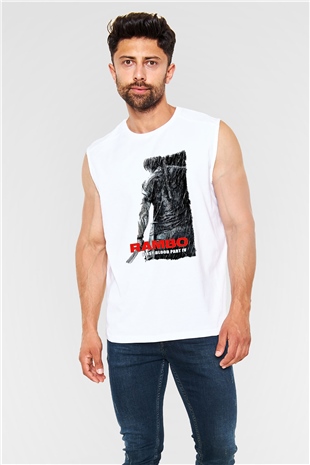 Rambo Beyaz Unisex Kolsuz Tişört