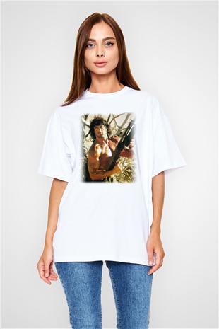 Rambo Beyaz Unisex Oversize Tişört T-Shirt