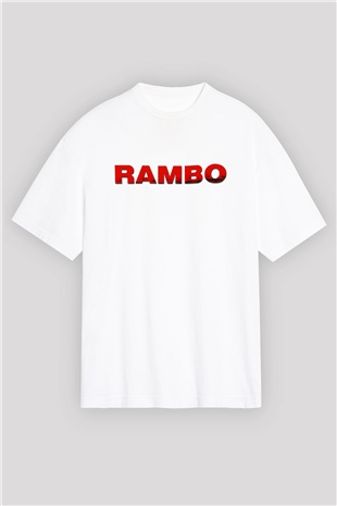 Rambo Beyaz Unisex Oversize Tişört T-Shirt