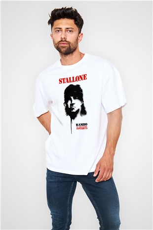 Rambo Beyaz Unisex Oversize Tişört T-Shirt